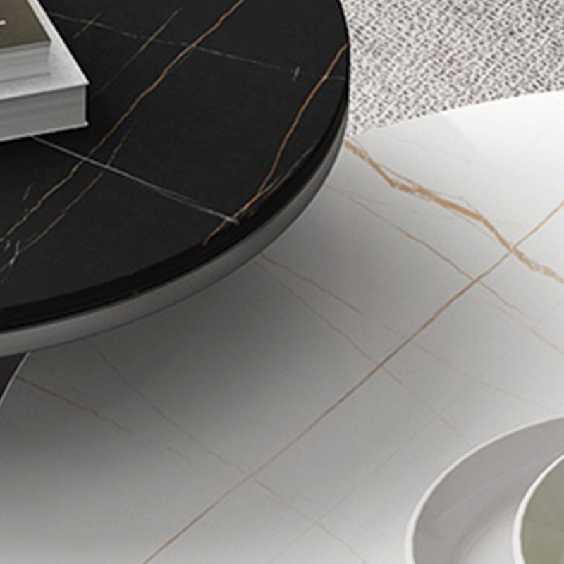 Single Coffee Table Slate Round Coffee Table for Living Room