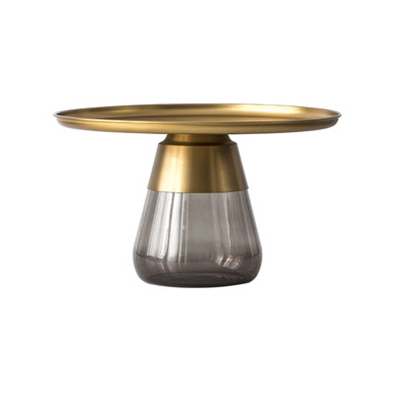 Mid-century Modern Style Round Metal Table with Glass Bottom Coffee Table