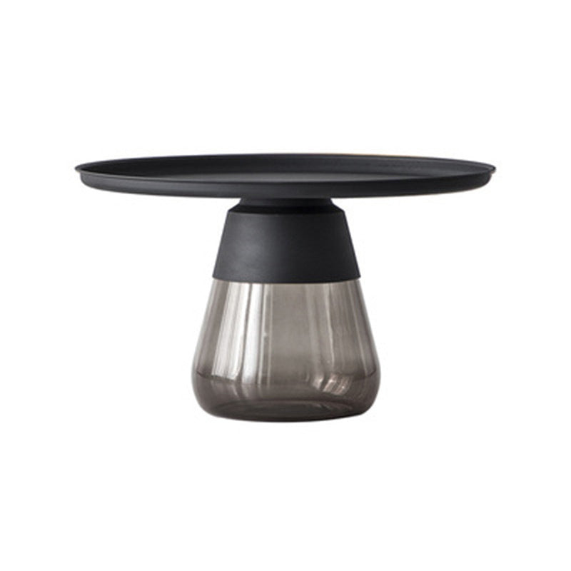 Mid-century Modern Style Round Metal Table with Glass Bottom Coffee Table