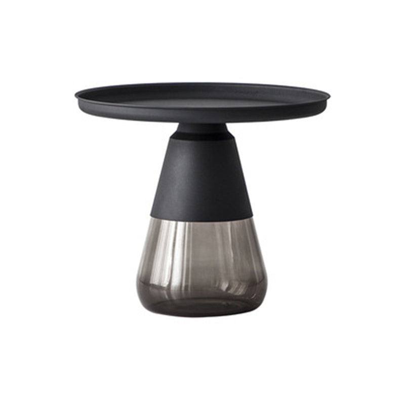Mid-century Modern Style Round Metal Table with Glass Bottom Coffee Table