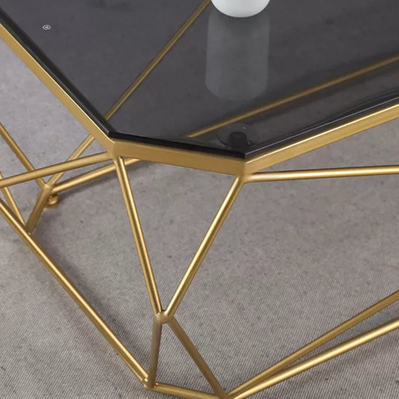Modern Style Rectangular Glass Table Metal Bottom Frame Frame Base Coffee Table