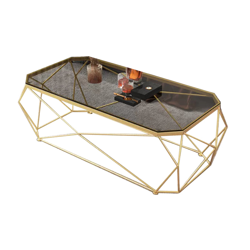 Modern Style Rectangular Glass Table Metal Bottom Frame Frame Base Coffee Table