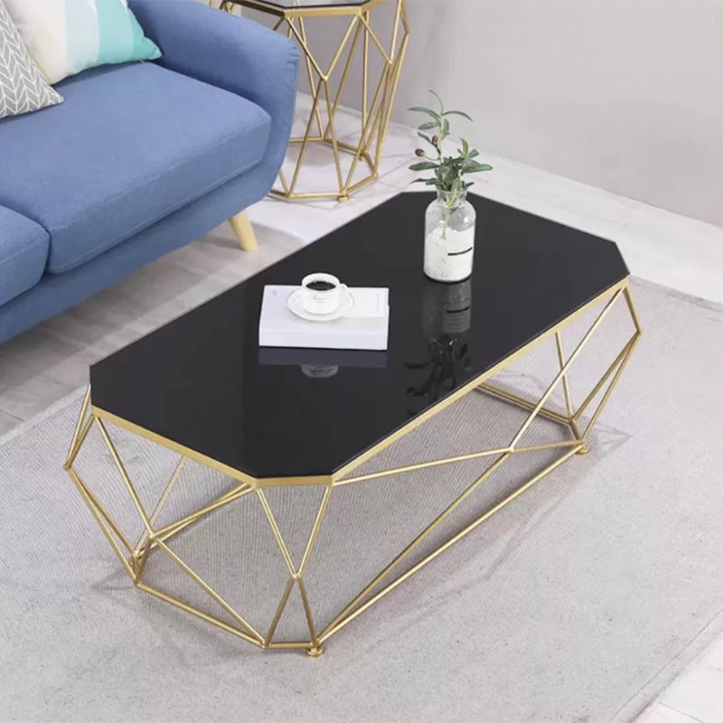 Modern Style Rectangular Glass Table Metal Bottom Frame Frame Base Coffee Table