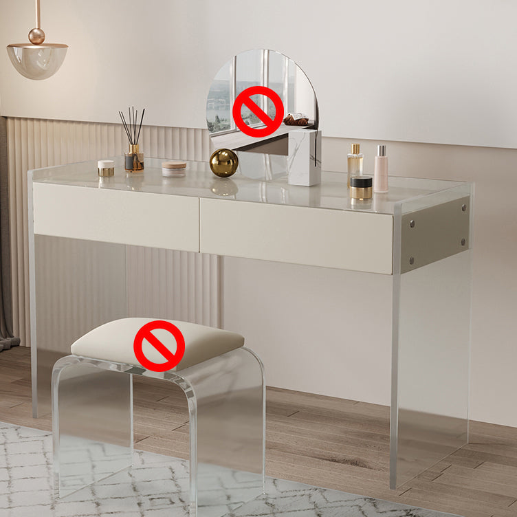 Marble /Acrylic Contemporary Makeup Vanity Set With 2 Drawer for Bedroom