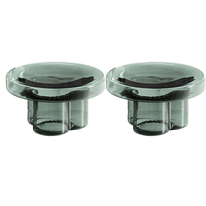 Contemporary Round Glass Top Sofa Side Accent Table Pedestal Side End Table