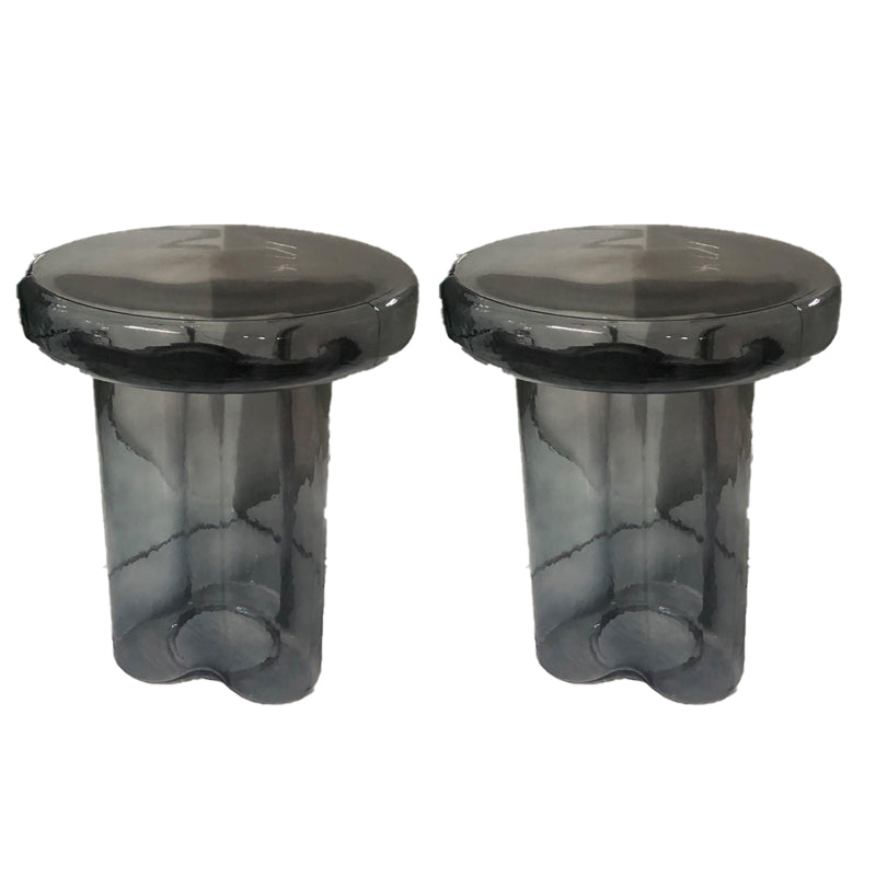 Contemporary Round Glass Top Sofa Side Accent Table Pedestal Side End Table