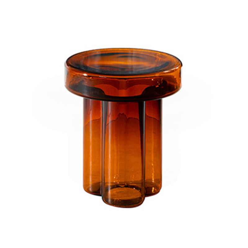 Contemporary Round Glass Top Sofa Side Accent Table Pedestal Side End Table