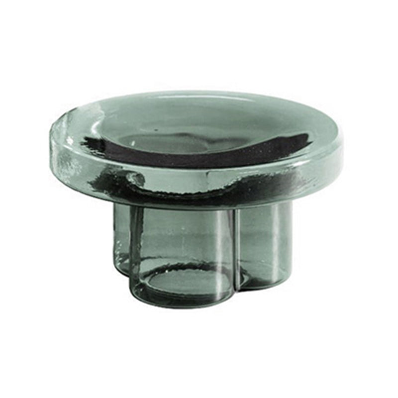 Contemporary Round Glass Top Sofa Side Accent Table Pedestal Side End Table