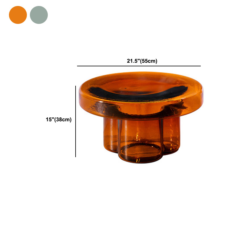 Contemporary Round Glass Top Sofa Side Accent Table Pedestal Side End Table