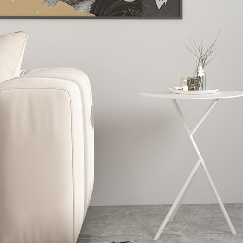 Mid-Century Metal Round Top Side Table 22.8-inch Abstract End Table