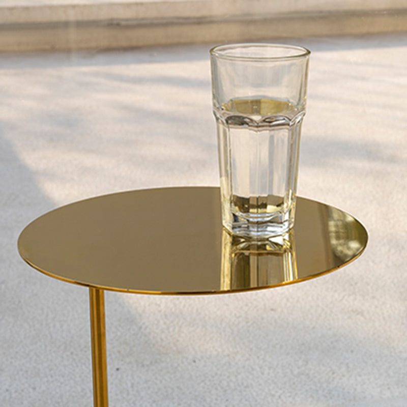 Mid-Century Stainless Steel Round Top Side Table 11-inch Pedestal End Table