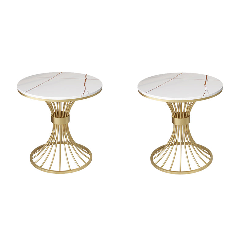 Modern Round Marble Top Side Table Ironcraft Pedestal End Table