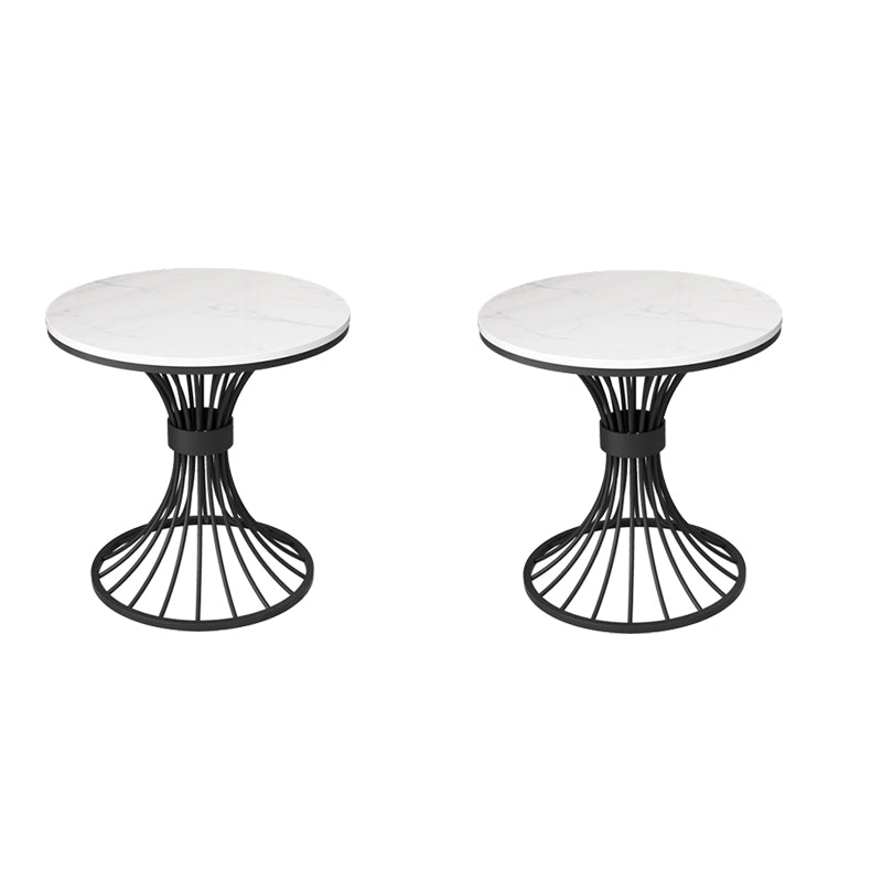 Modern Round Marble Top Side Table Ironcraft Pedestal End Table