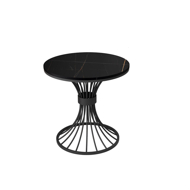 Modern Round Marble Top Side Table Ironcraft Pedestal End Table