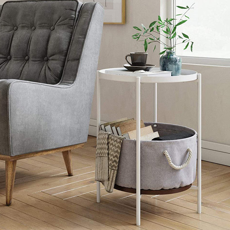 Mid-Century 4 Legs End Table Round Side End Table with Storage