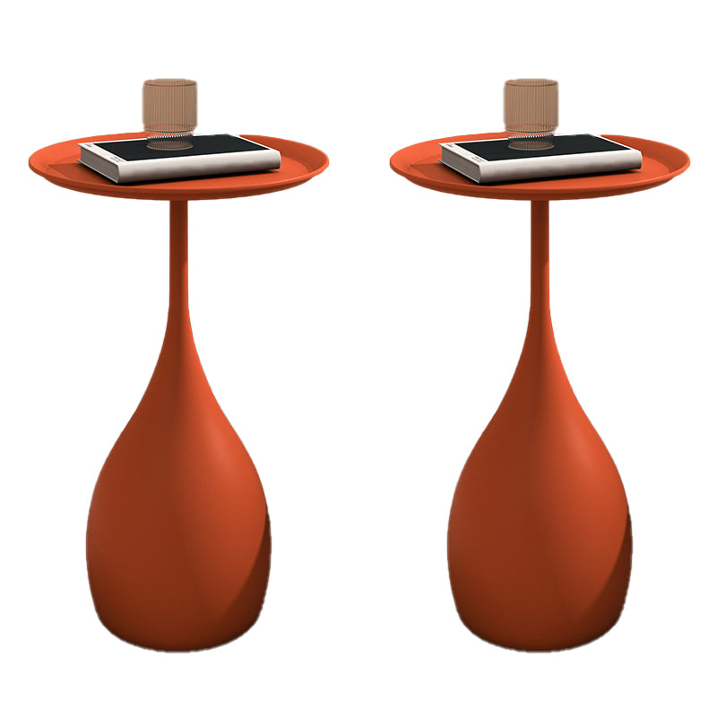 23.6" Tall Mid-Century Metal Round Tray Top Side Table Pedestal End Table