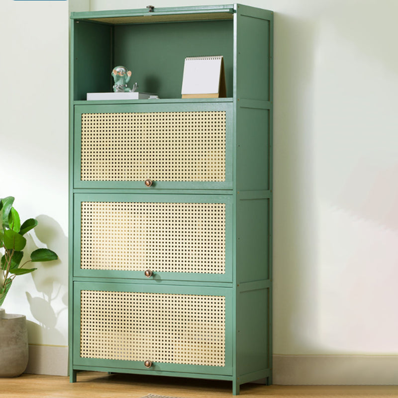 13" Wide Steel 3/4/5 - Door Accent Cabinet, With Rattan, Green
