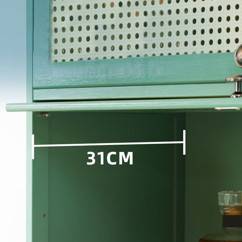 13" Wide Steel 3/4/5 - Door Accent Cabinet, With Rattan, Green