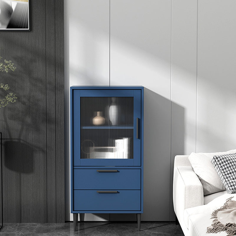 11.8" W Contemporary Bar Pulls Accent Chest in White/ Blue/ Green with Steel Legs