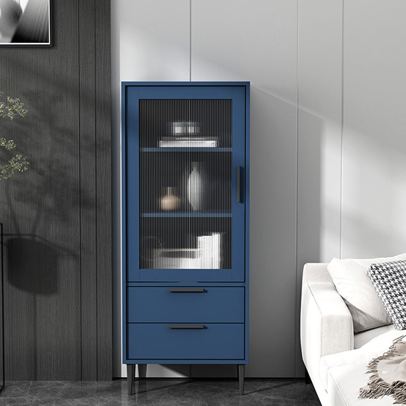 11.8" W Contemporary Bar Pulls Accent Chest in White/ Blue/ Green with Steel Legs