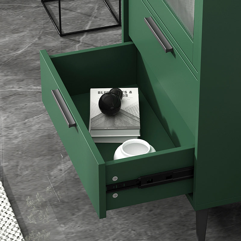 11.8" W Contemporary Bar Pulls Accent Chest in White/ Blue/ Green with Steel Legs