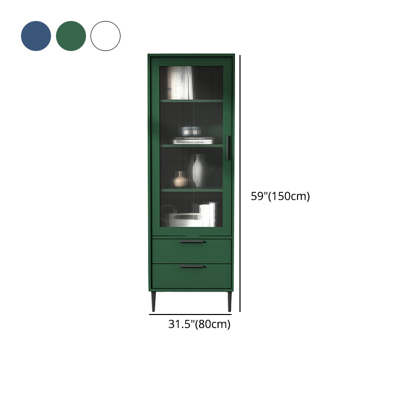 11.8" W Contemporary Bar Pulls Accent Chest in White/ Blue/ Green with Steel Legs
