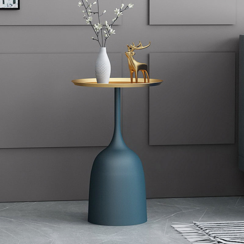 Modern Metallic Pedestal End Table 23.6" Tall Round Side Table