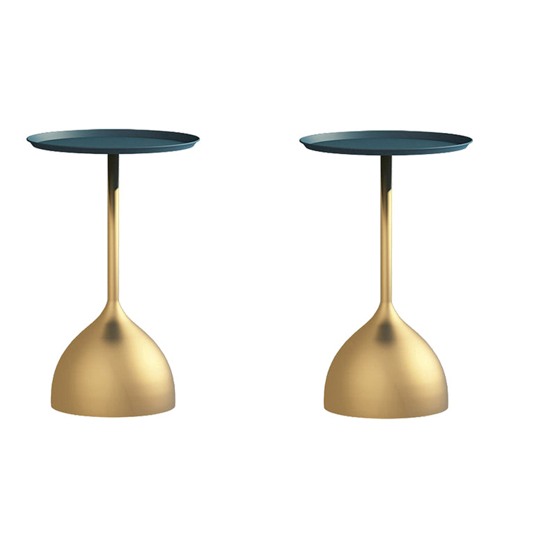 Modern Metallic Pedestal End Table 23.6" Tall Round Side Table