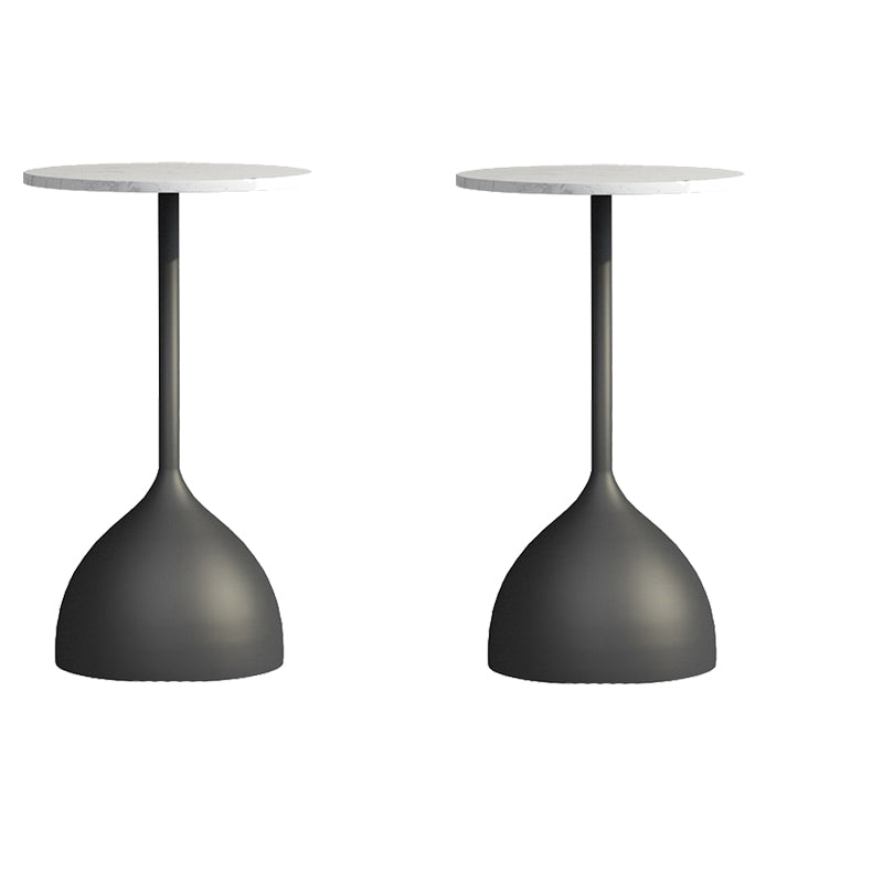 Modern Metallic Pedestal End Table 23.6" Tall Round Side Table