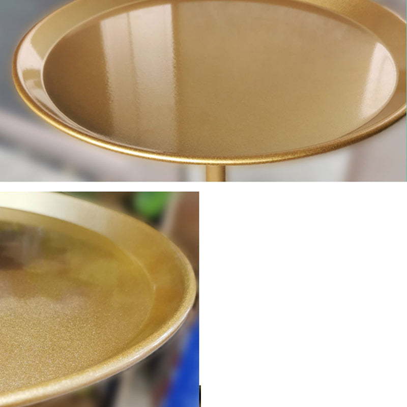 Modern Metallic Pedestal End Table 23.6" Tall Round Side Table