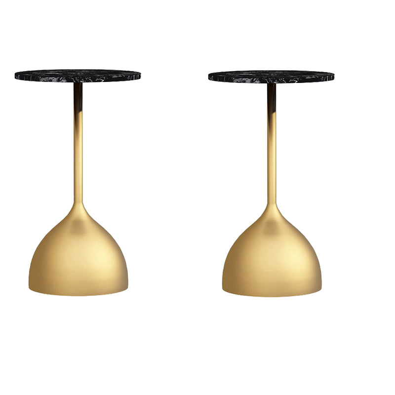 Modern Metallic Pedestal End Table 23.6" Tall Round Side Table