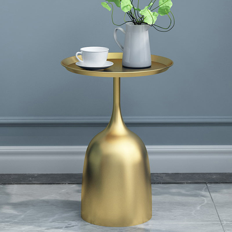 Modern Metallic Pedestal End Table 23.6" Tall Round Side Table