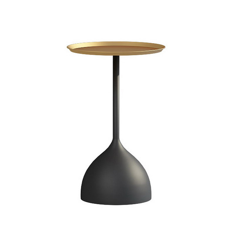 Modern Metallic Pedestal End Table 23.6" Tall Round Side Table