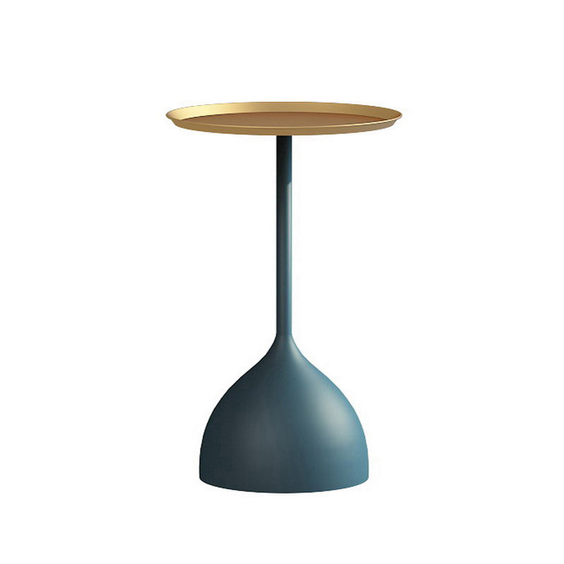 Modern Metallic Pedestal End Table 23.6" Tall Round Side Table