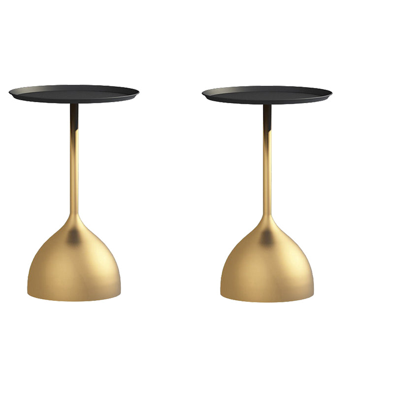 Modern Metallic Pedestal End Table 23.6" Tall Round Side Table