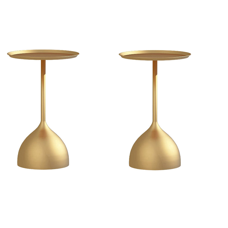 Modern Metallic Pedestal End Table 23.6" Tall Round Side Table