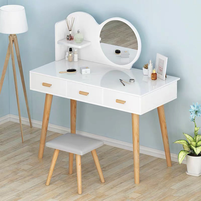 Contemporary Makeup Table With Drawers White/Blue 15.74" W x 28.93" H