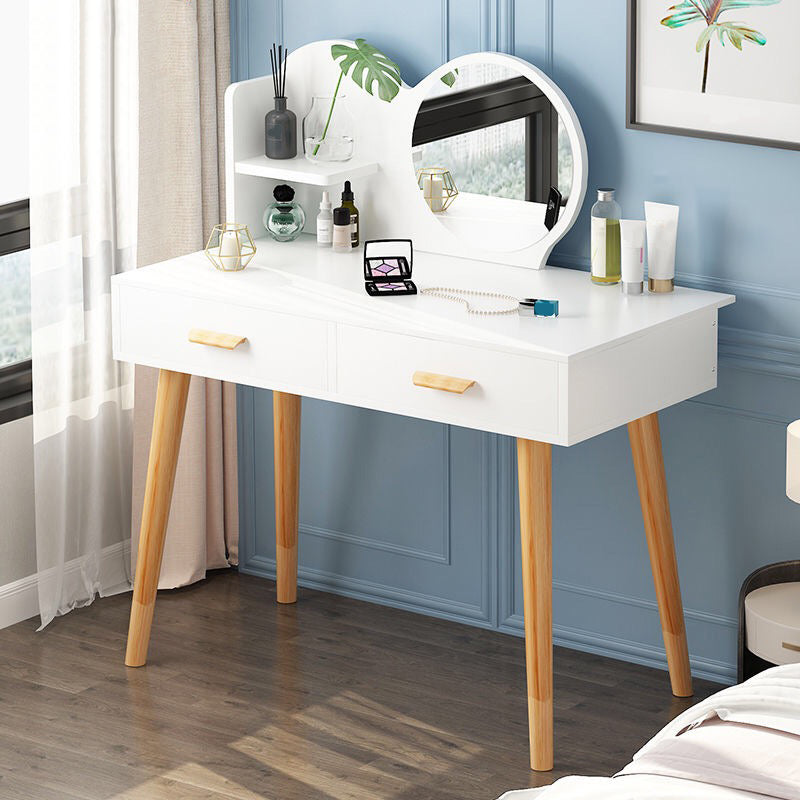 Contemporary Makeup Table With Drawers White/Blue 15.74" W x 28.93" H