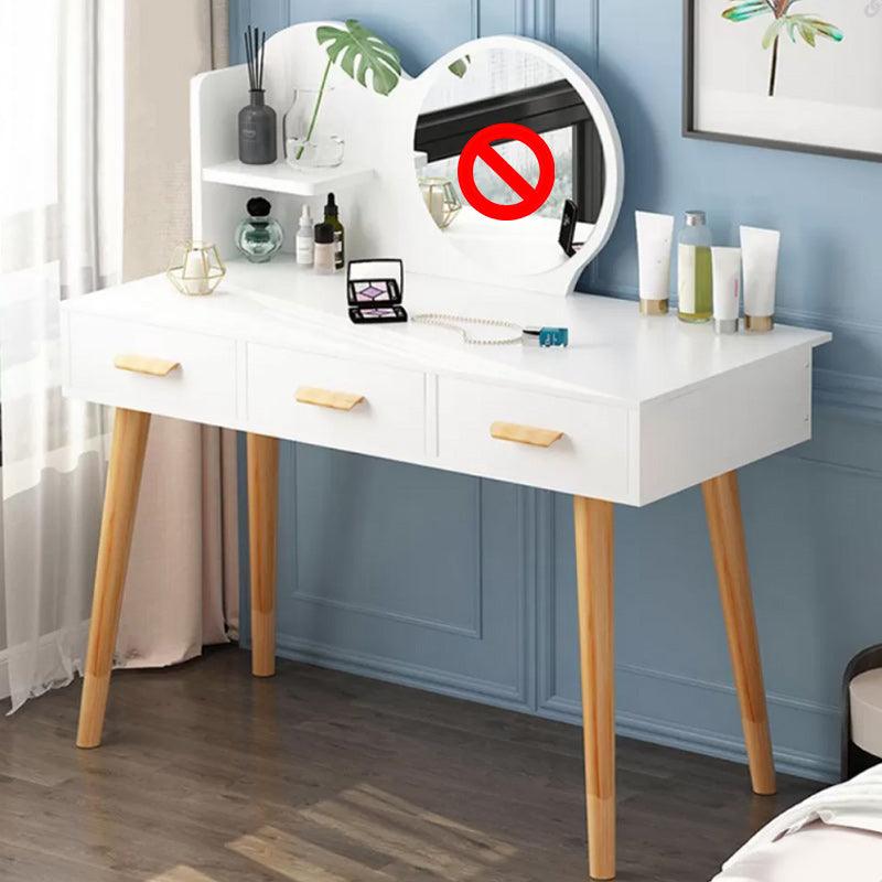 Contemporary Makeup Table With Drawers White/Blue 15.74" W x 28.93" H