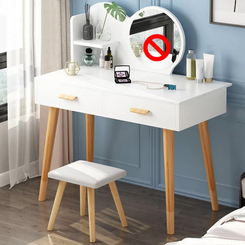 Contemporary Makeup Table With Drawers White/Blue 15.74" W x 28.93" H