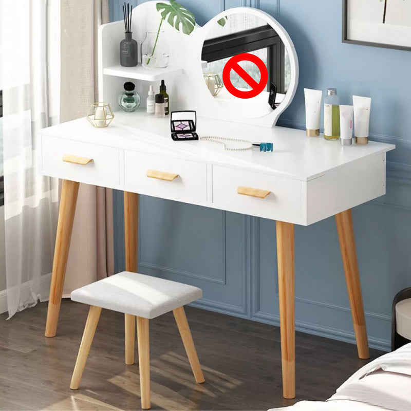 Contemporary Makeup Table With Drawers White/Blue 15.74" W x 28.93" H