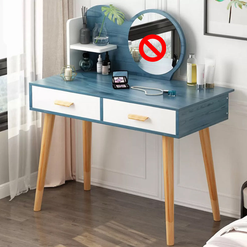 Contemporary Makeup Table With Drawers White/Blue 15.74" W x 28.93" H