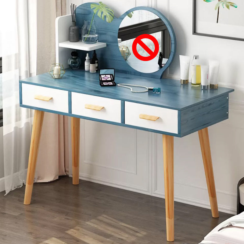 Contemporary Makeup Table With Drawers White/Blue 15.74" W x 28.93" H