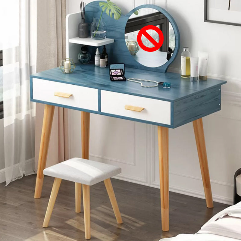 Contemporary Makeup Table With Drawers White/Blue 15.74" W x 28.93" H