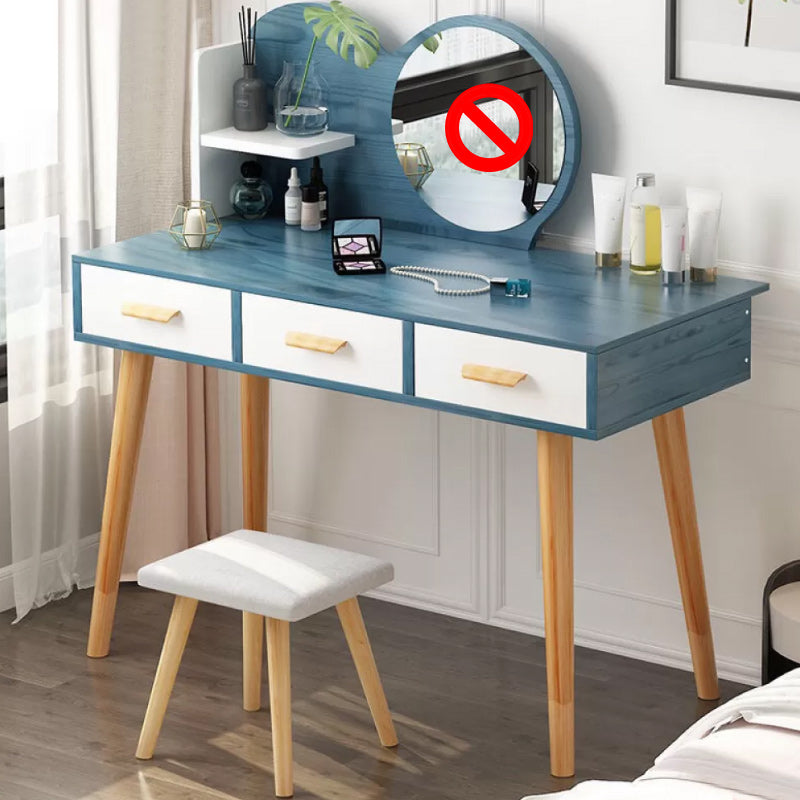 Contemporary Makeup Table With Drawers White/Blue 15.74" W x 28.93" H