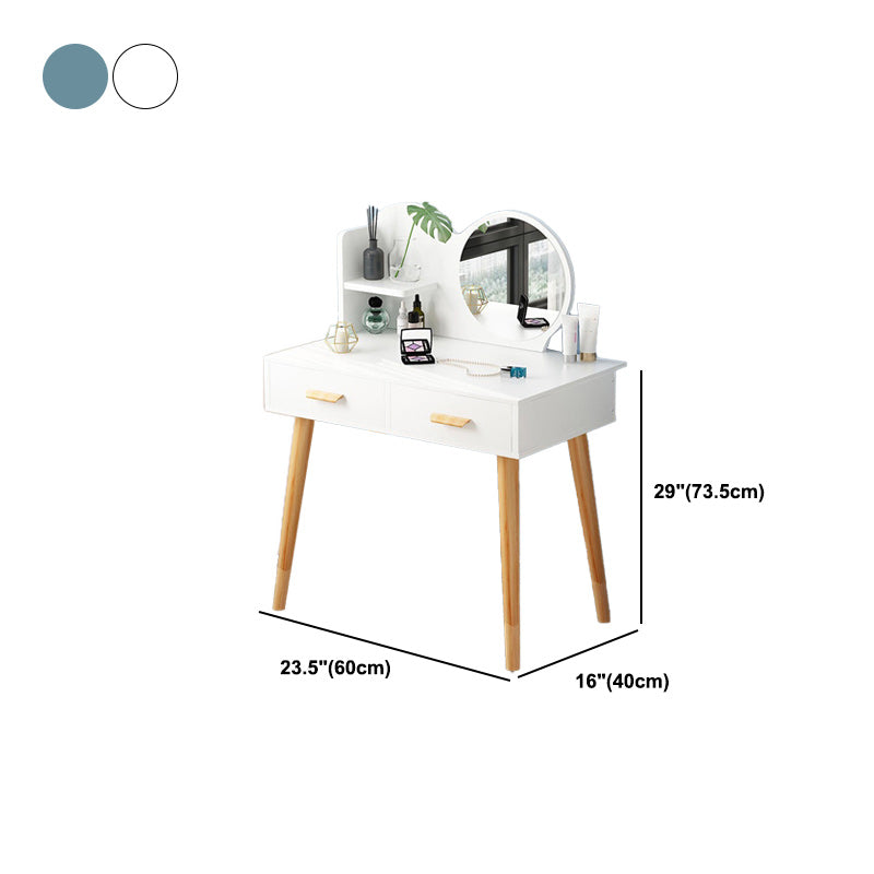 Contemporary Makeup Table With Drawers White/Blue 15.74" W x 28.93" H