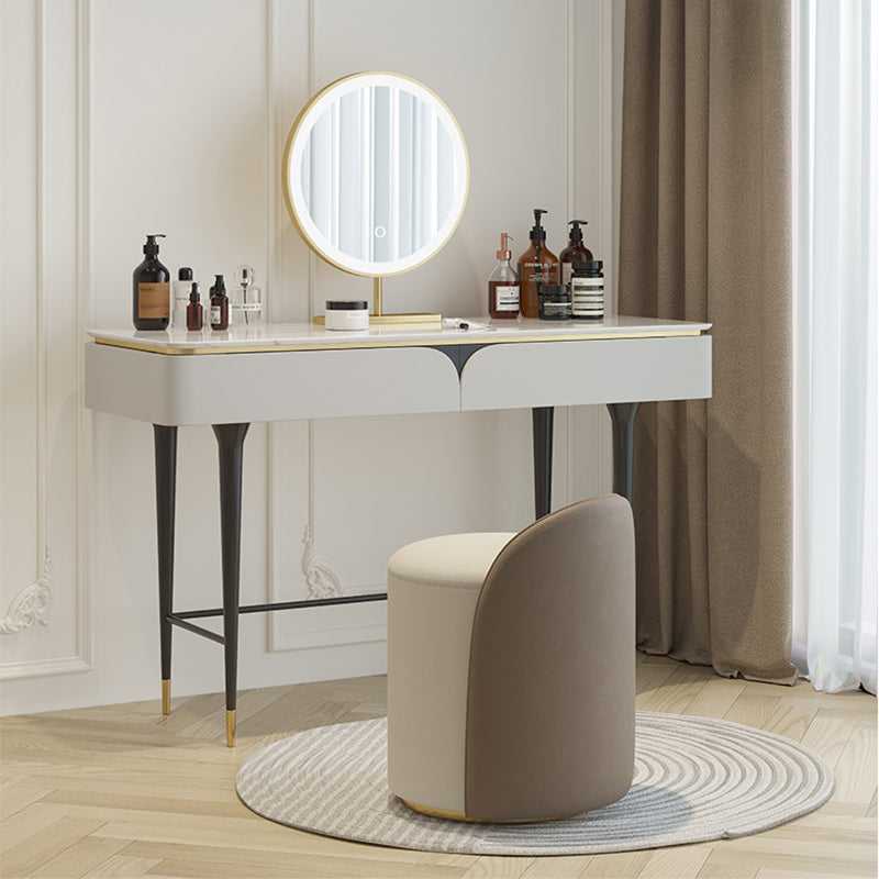 Rock Slate Off-white Dressing Table with 4 Drawers Metal Base