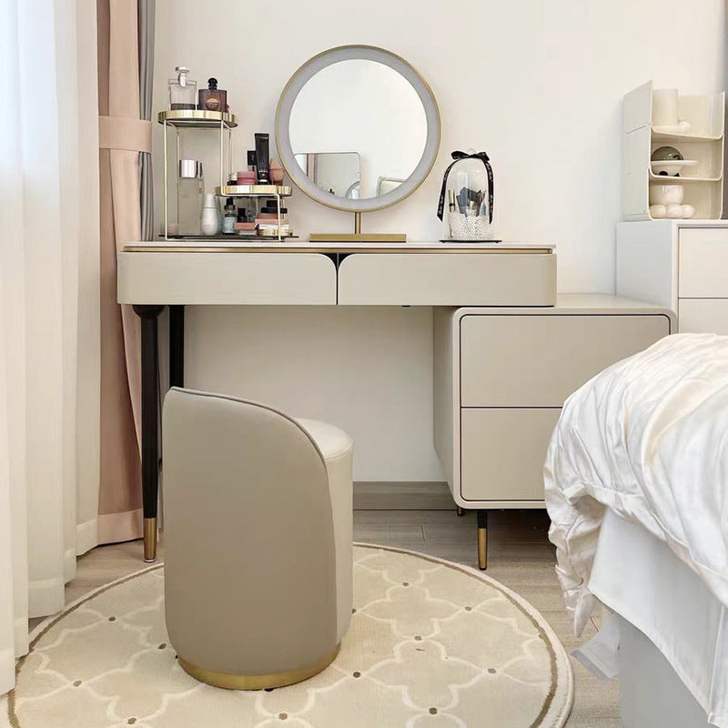 Rock Slate Off-white Dressing Table with 4 Drawers Metal Base