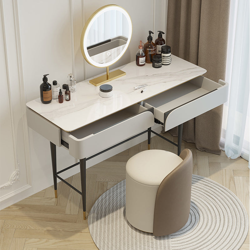 Rock Slate Off-white Dressing Table with 4 Drawers Metal Base
