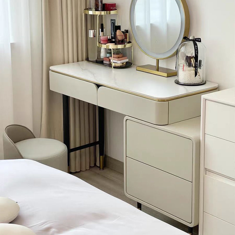 Rock Slate Off-white Dressing Table with 4 Drawers Metal Base